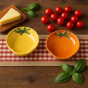 🍅 Williams Sonoma Set of 2 Vintage Heirloom Tomato Appetizer Dip Bowls